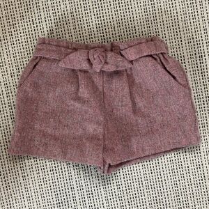Zara Rose-Brown Paperbag Shorts with Tie Belt